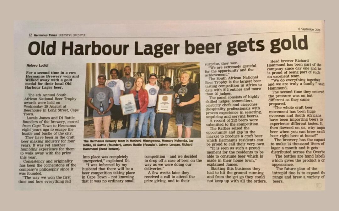 Old Harbour Lager beer gets gold