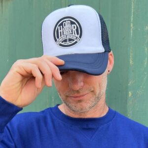 OHB Navy and White Trucker Cap with Embroidered Badge